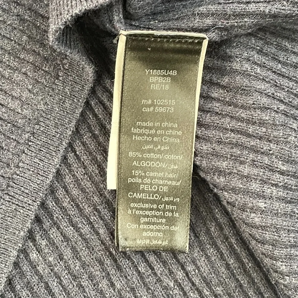 John Varvatos Henley Sweater Men Large Navy‎ Camel Hair Blend Ribbed USA $298